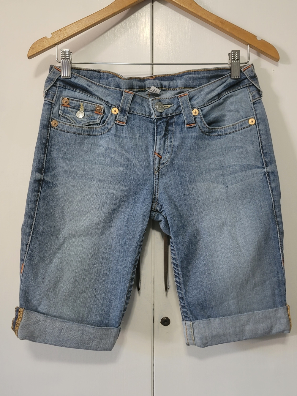 True Religion Light Blue Denim Bermuda Shorts